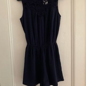 Navy Romper with lace